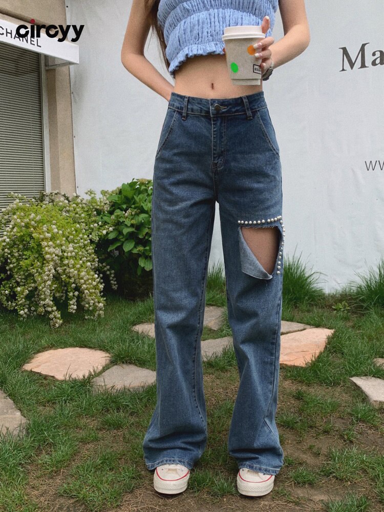 Circyy Hole Jeans    ̽Ʈ ̳ ƮƮ  ̵    2023 м ƮƮ  , û  ̵  